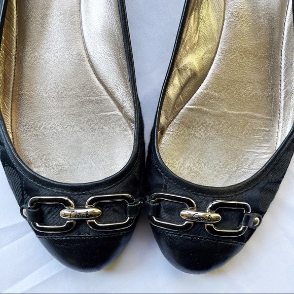 Coach Shoes - Coach Black Signature C Cap Toe Chain Ballet Flats, 8.5